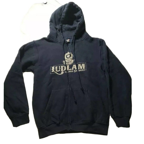 Ludlam Island‎ Brewery Hoodie Zip Sweatshirt Hoodie Small - Picture 1 of 5